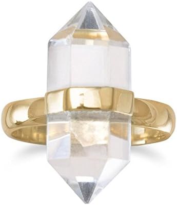 Sterling Silver 14 Karat Gold Plated Clear Quartz Ring