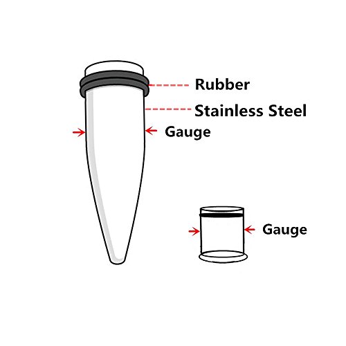 Xpircn 36PCS 14G-00G Taper Gauge Plugs Stainless Steel Ear Stretching Kit with Rubber O-Rings for Men Women - Thumbnail 5