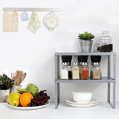 2 Pack Kitchen Shelf Organizer, Expandable and Stackable Counter Shelf