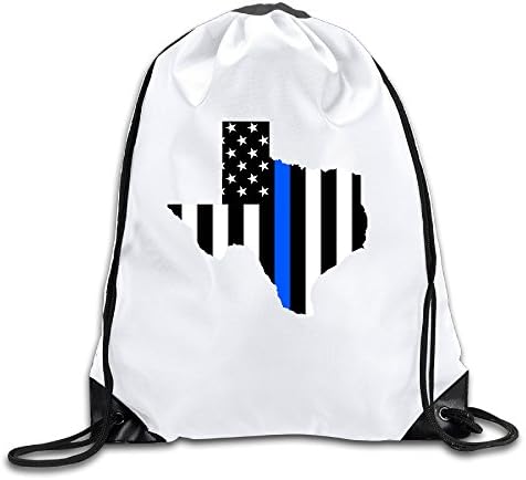Texas Blue Line Flag 100% Polyester Fiber Drawstring Backpack One Size