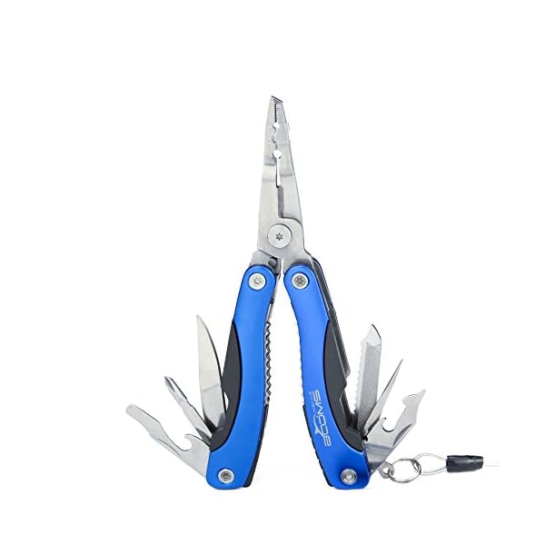 Booms-Fishing-L1-Fishing-Pliers-13-in-1-Heavy-Duty-Multi-tools-67-Inches-with-Belt-Holder-Sheath-Blue-Black-and-Silver-Available