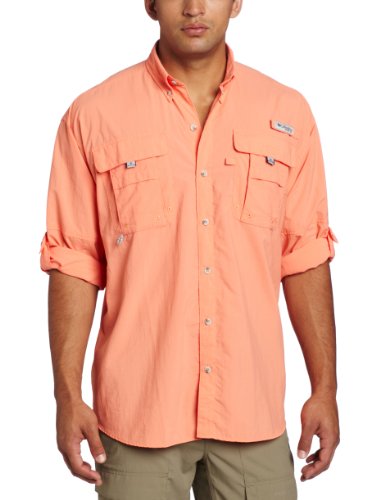 Columbia Men's Bahama II Long Sleeve Shirt, Bright Peach, Large