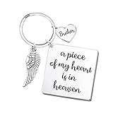 Brother Memorial Keychain Angel Wing- A Piece of My Heart is in Heaven- Remembrance Sympathy Gift