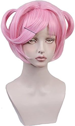 FangjunxianST Girls Literature Club Cosplay Wig Short Pink Synthetic Halloween Wig