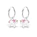 925 Sterling Silver Pink Unicorn on Endless Hoop Earrings 28052 (Nickel Free)