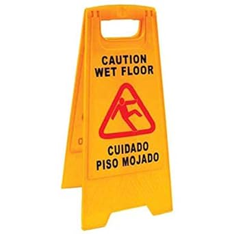 Sign Caution Wet Floor English Spanish Amazon Com Industrial