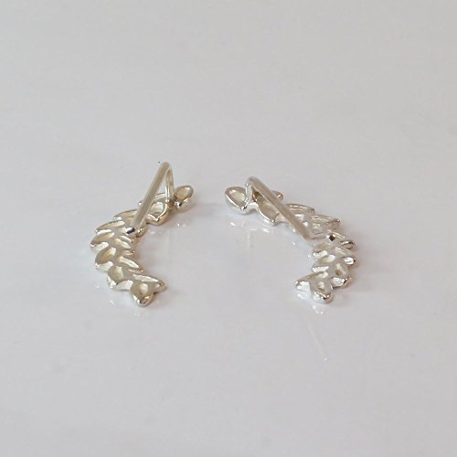 Handmade Leaves Ear cuff , PAIR of Sterling silver Ear Climber