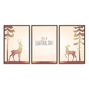 Framed Canvas Wall Art for Living Room, Bedroom Abstract Deer Collection Canvas Prints for Home Decoration Ready to Hanging - 16"x24"x3 Panels