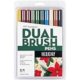 Tombow 56195 Dual Brush Pen Art Markers, Holiday Edition, 10-Pack. Blendable, Brush and Fine Tip Markers