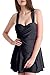 Women's Elegant Crossover One Piece Swimdress Skirted Bottom Swimsuit (FBA), US 16W-18W, pearl black, tag size 6XL
