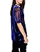 Haoduoyi Womens V Neck Metallic Shimmer Mesh Perspective Half Sleeve T Shirt Top(L,Blue)