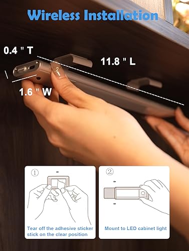 Kasanfe 79-LED Under Cabinet Lights Wireless, RGB Under Cabinet Lighting, Rechargeable Closet Lights Remote, Under Counter Lights Strip for Kitchen Shelf Pantry Desk, 15 Colors(3 Packs)