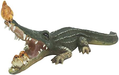 CCOQUS Creative Miniature Figurine and Terrarium Statues Crocodiles and birds Outdoor Statue (Inseparable crocodiles and birds)