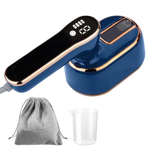 Led Digital Travel Steamer Iron with Touch Screen, Includes Water Cup, Storage Bag, Blue, 110V