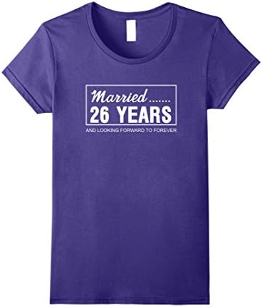 Womens 26th Wedding Anniversary Gifts for Him Her Couples T-Shirt Medium Purple