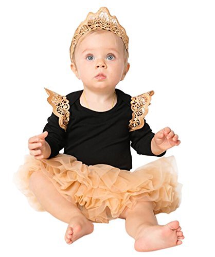 Baby Girls Skirt Set, 3PCS Toddlers Tutu Dress Black Party Outfits with Headband, Clothing Set Gift for Halloween, Thanksgiving Day, Birthday (XL (12-24 Months))