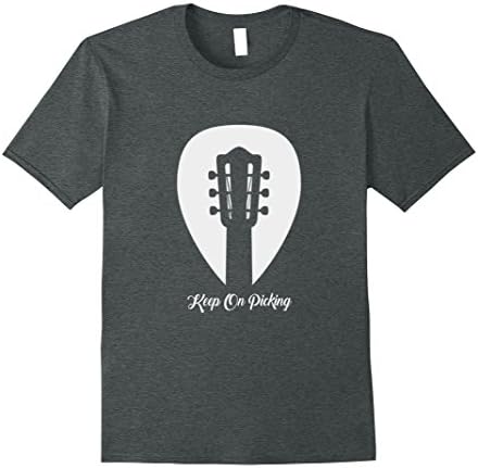 Mens Guitar Pick Keep On Picking Tshirt Large Dark Heather