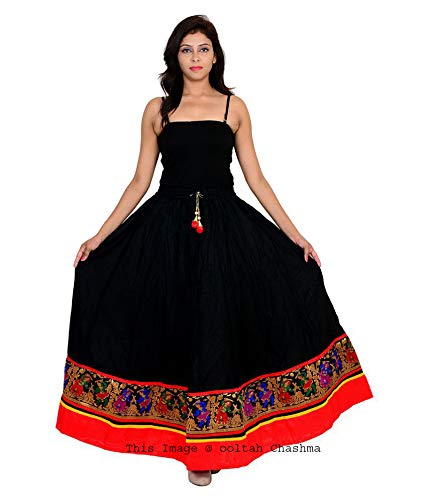 ooltah chashma women's long skirt - skrt-128_black_free size