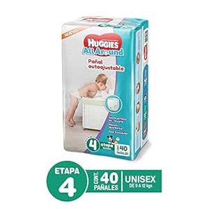 pañales huggies all around autoajustables etapa 4 unisex 40 pzas
