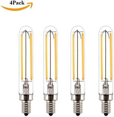 Dimmable T20 / T6 2W LED Tubular Bulb, LED Filament Light Bulb ,Warm White 2700K, E12 Base 360 Degree Beam Angle, Equivalent to 20W Incandescent Bulb (4Pack)