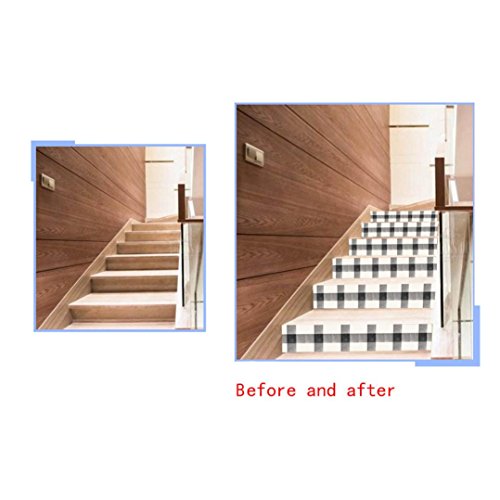 Stair Decals, Staircase Stair Riser Floor Sticker Plaid DIY Tile Decals Home Decor Staircase Decal Stair Mural Decals 6Pcs