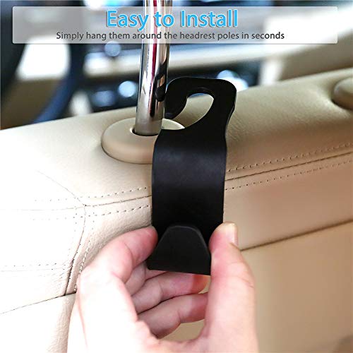 FJCTER Car Vehicle Headrest Hooks with 44 LB Load Capacity Durable Back Seat Hangers with Intimate Design Portable Organizer Holder for Handbag Purse Cloth Grocery (4 Pack) - Thumbnail 3