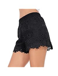 JTANIB pantalones cortos de encaje para dama, ajustados con dobladillo de festoneado, crochet, informal, pantalones cortos de verano