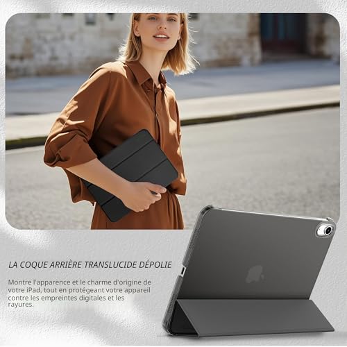 EasyAcc Case for iPad A16 11th 2025 11 Inch/iPad 10th Generation 10.9 Inch 2022, Ultra Slim Translucent Matte Protective Case with Auto Wake/Sleep Function, Black