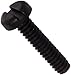 Nylon 6/6 Pan Head Machine Screw, Black, Slotted Drive, #4-40 Thread Size, 1/2