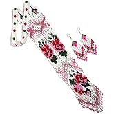 Weavish Native American Style beaded necklace for women Boho Statement Designer Jewelry Handmade Seed bead Long with earrings