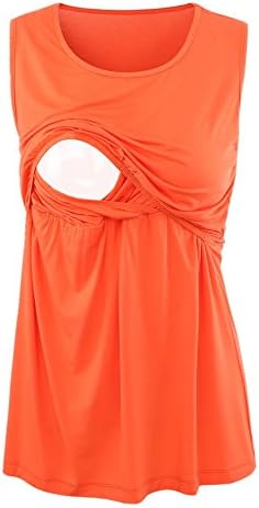 Pinkydot 2 Layers Maternity Nursing Comfy Tank Tops Sleeveless Comfy Breastfeeding Clothes Coral L