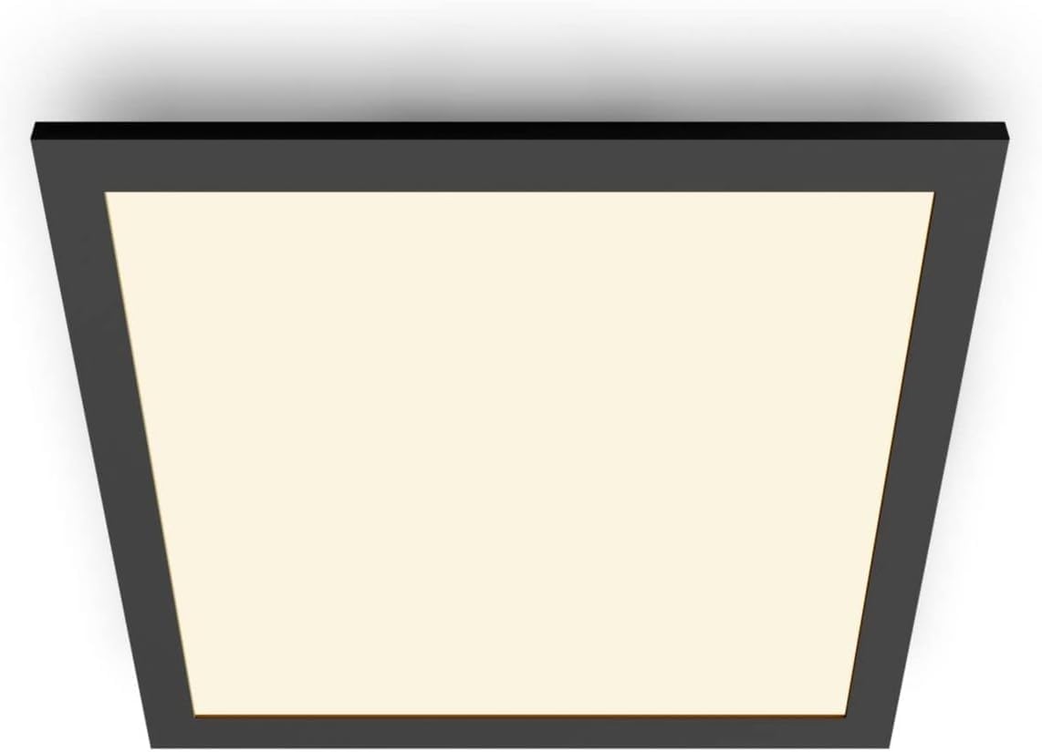 Philips LED Panel Square Ceiling Light SceneSwitch Dimmable 2700K 12W [Warm White - Black]. for Indoor Lighting, Livingroom and Bedroom.
