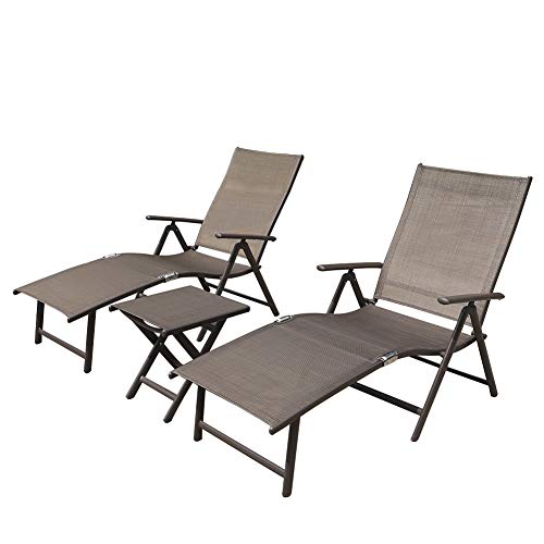 Crestlive Products Aluminum Beach Yard Pool Folding Recliner Adjustable Chaise Lounge Chair and ...