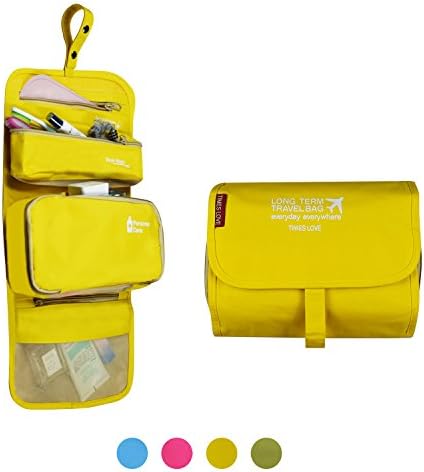 Toiletry Organizer for Bathroom Shower, YUEMI Convenient Multi-Use Wash Bag Kit Travel Cosmetic Bag Hanging Toiletry Makeup Organizer (Yellow)
