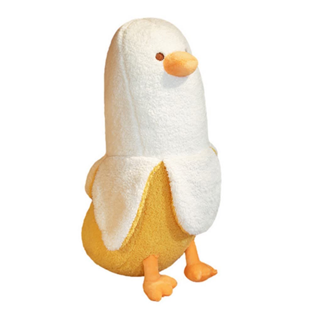 OUKEYI Banana Duck Plush Toy, Stuffed Animals Soft Toy, Plush Duck Cuddly Toy Cuddle Cushion Bed Sofa Chair, Hugging Pillow Gift for Kids Girls Boys (White, 50 cm)