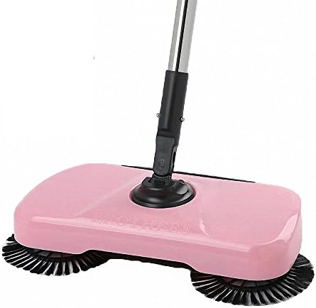 Haerbin Automatic Sweeping Machine Hand-Push Household 270 Degrees Multi-Function Cleaner Without Electricity Lazy Mop Dustpan And Trash Bin 3 In 1 For Nuts,Butt,Paper,Shell (Pink)