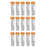 BCP 50ml Flat Bottom Plastic Graduated Vial Tube with Screw Cap 15 pcs