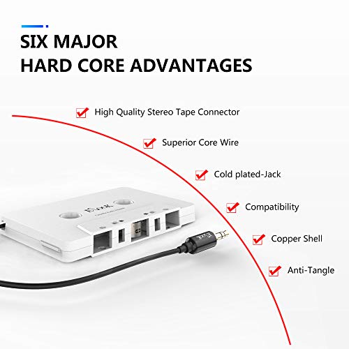 Elook Car Cassette Aux Adapter Kit, with A Smartphone to 3.5 mm Headphone Jack Adapter for Car, iPhone, MP3 ect. White - Thumbnail 5