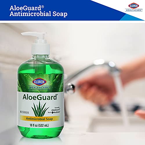 CLOROX HEALTHCARE ALOEGUARD ANTIMICROBIAL LIQUID HAND SOAP WITH PUMP, GENTLE AND MOISTURIZING HAND SOAP BOTTLE WITH ALOE VERA – HANDWASH FOR HEALTHCARE & EVERYDAY USE, 18 FL OZ