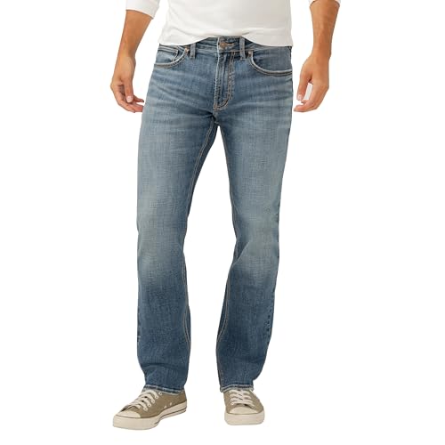 Silver Jeans Co. Men’s Allan Slim Fit Straight Leg Jeans, Dark Indigo Wash