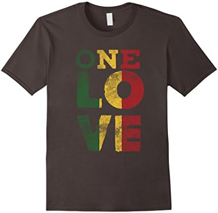 Mens One Love T Shirt Rasta Reggae Men Women Kids Gift Tee Shirts Large Asphalt