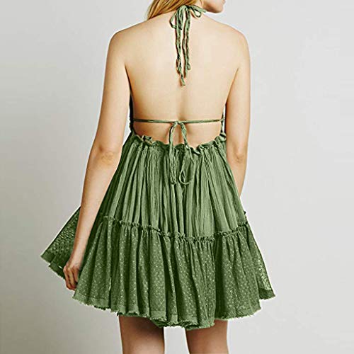 CCatyam Dress for Women, Tanks Tops Sleeveless V Neck Solid Splicing Lace Sexy Party Cocktail Fashion Green - Thumbnail 2