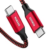 NIMASO USB C to C Cable 5A Fast Charging, 6.6ft 100W PD USB C to USB C Cable Nylon Braided Cord with E-Marker Chip for Google Pixel 3a/3/2 XL, MacBook, Galaxy S10/S9/S8, Nexus 6P and More-Red
