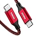 USB C to C Cable 5A Fast Charging, Nimaso 6.6ft 100W PD USB C to USB C Cable Nylon Braided Cord Compatible with Google Pixel 3a/3/2 XL, MacBook, iPad Pro 2020, Galaxy S10/S9/S8, Nexus 6P and More-Red