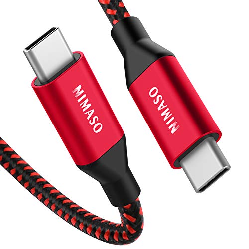 NIMASO USB C to C Cable 5A Fast Charging, 6.6ft 100W PD USB C to USB C Cable Nylon Braided Cord with E-Marker Chip for Google Pixel 3a/3/2 XL, MacBook, Galaxy S10/S9/S8, Nexus 6P and More-Red