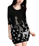 DJT Womens Scoop Neck Long Sleeve Stretchy Printed Casual Blouse Top