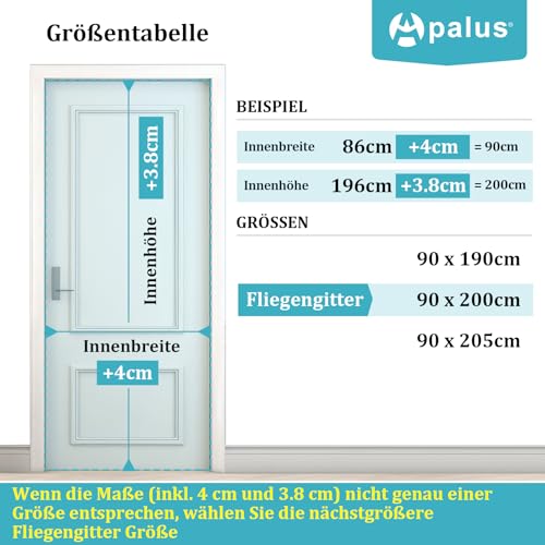 Apalus VP Fly Screen Door, Magnetic Insect Protection Balcony Door, 90 x 200 cm, Very Durable, Cat Claw-Safe, Stronger Magnets, 3.8 cm Wide Velcro Strap, Cannot Be Shortened