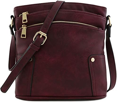 Triple Zip Pocket Medium Crossbody Bag