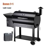 Z GRILLS Wood Pellet Grills & Smoker with Newest Updated Digital Controls 700sq in 8-1 BBQ Grill for Outdoor Backyard-Bundle(Patio Cover)