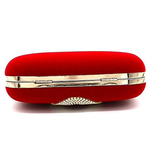 Kingluck Velvet Wedding/Special Occasion Clutches/Evening Handbags(More Colors) (red) - Thumbnail 5